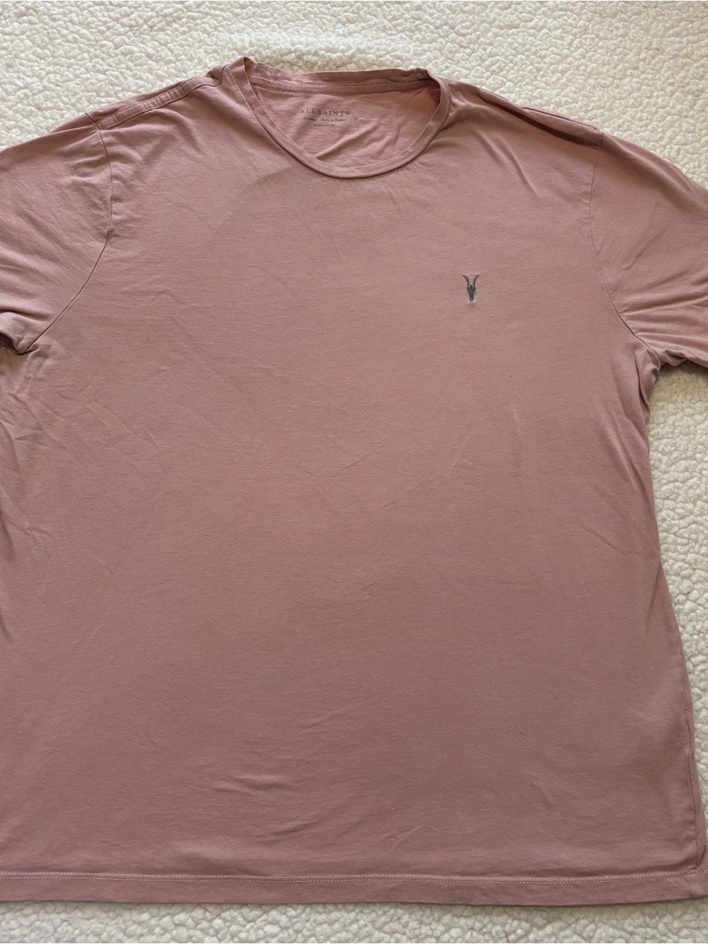AllSaints Tonic Crew Neck T-Shirt Short Sleeve Pink Ramskull Logo Indie Sleaze